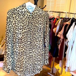 Women’s animal print long sleeve silk blouse